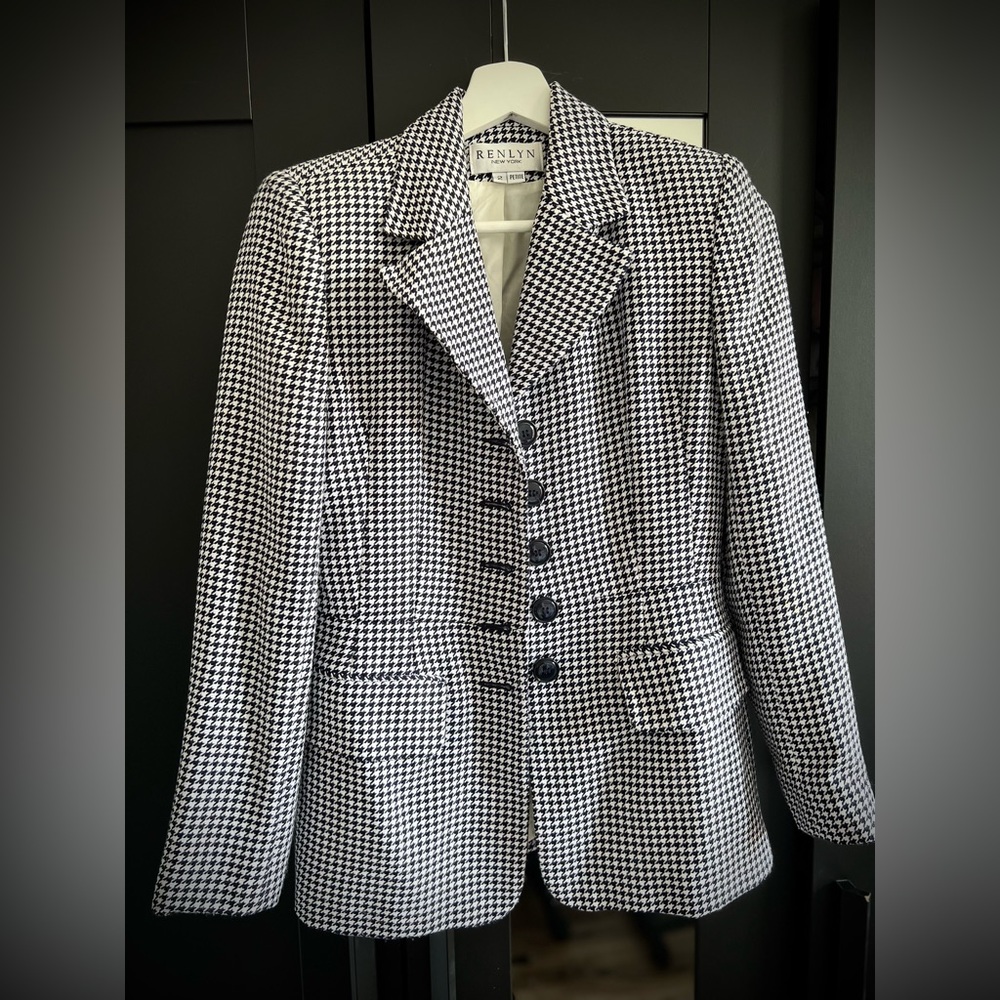Renlyn New York Vintage Houndstooth Patterned Blazer Size 2.